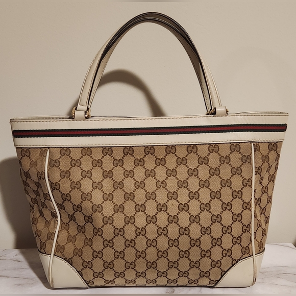 GUCCI GG Canvas and Leather Snap Tote - Picture 5 of 16
